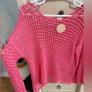 POL Off-the-Shoulder Pink Sweater